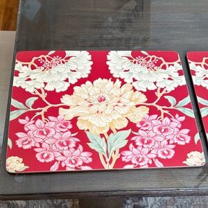 Pottery Barn vintage floral corked back placemats x4 NWT